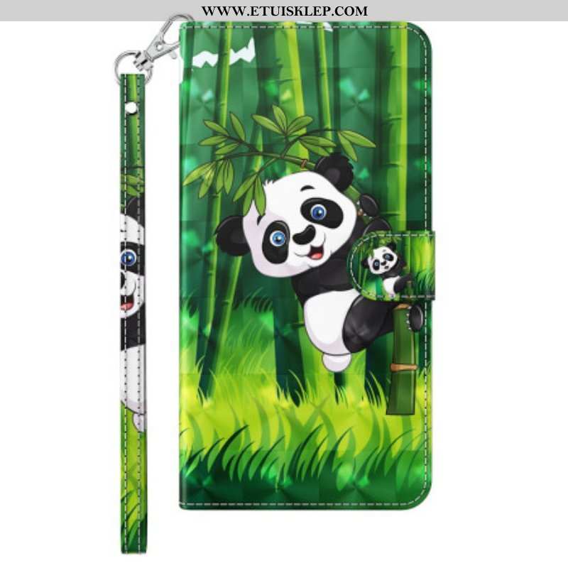 Etui Folio do iPhone 15 Pro z Łańcuch Panda Bambusowa 3d Z Paskiem